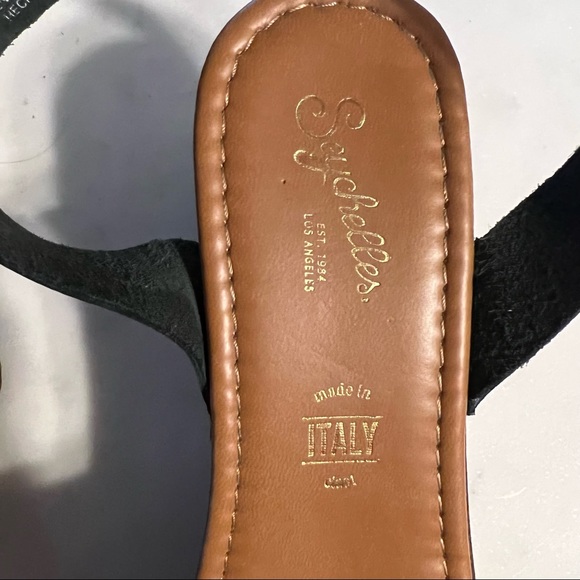 Seychelles made in Italy black brown wood block platform wedge sandal heels - Picture 4 of 5